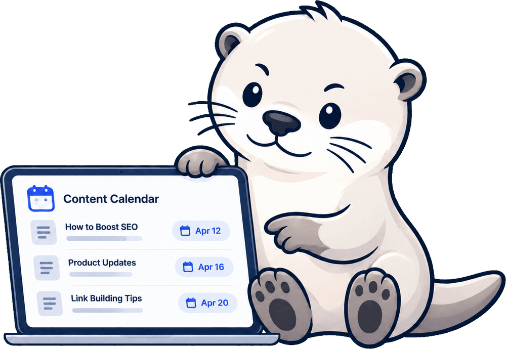 Flow's otter mascot beside a scheduled content calendar