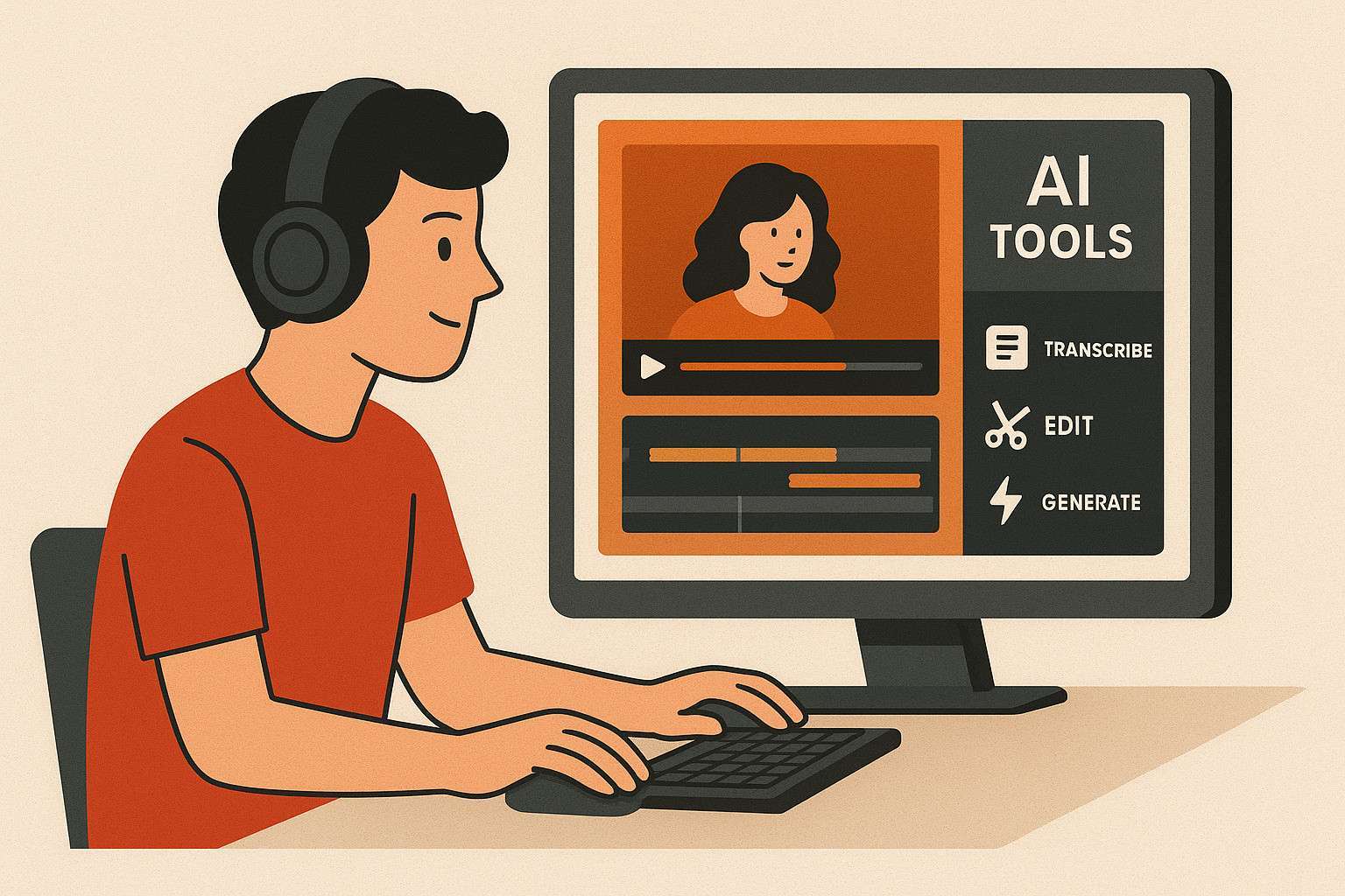 AI tools displayed on a YouTuber’s editing screen