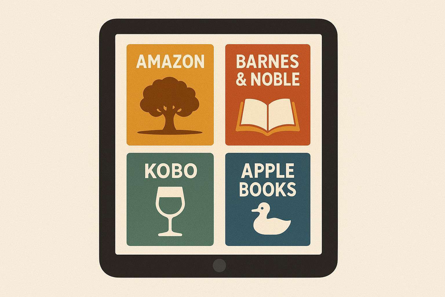 E-book store interface with digital book covers
