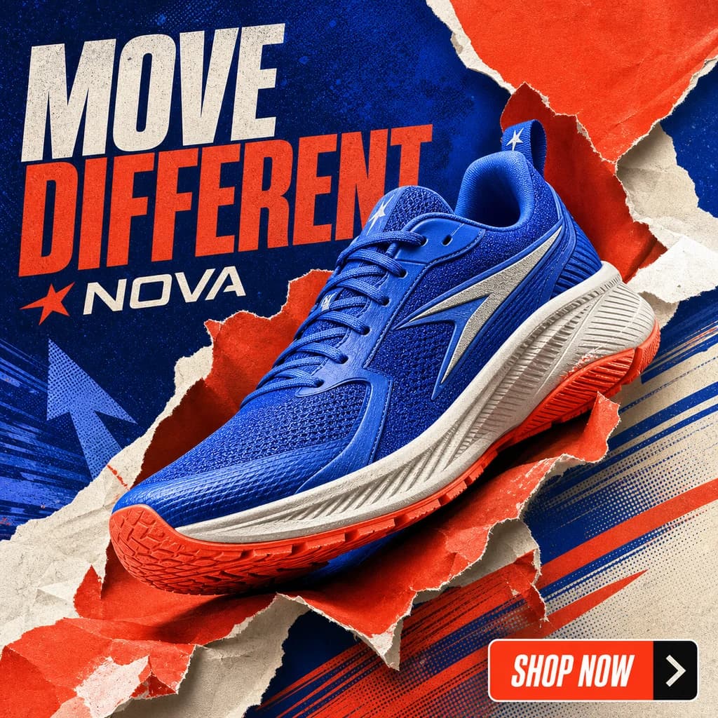Bold performance sneaker advertisement created with DrawThis