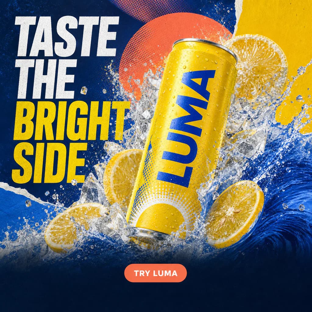 Bold sparkling drink advertisement created with DrawThis