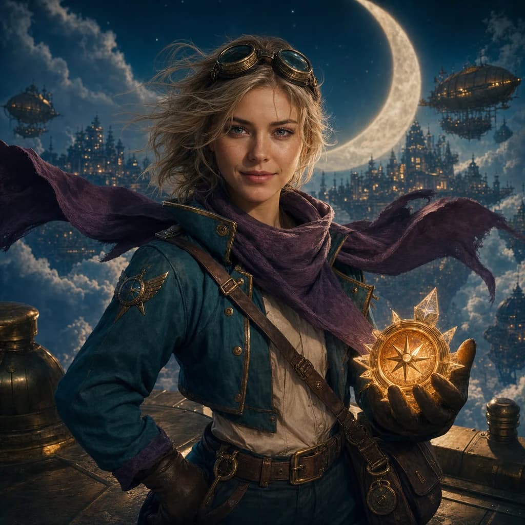 Cinematic sky explorer character created with DrawThis