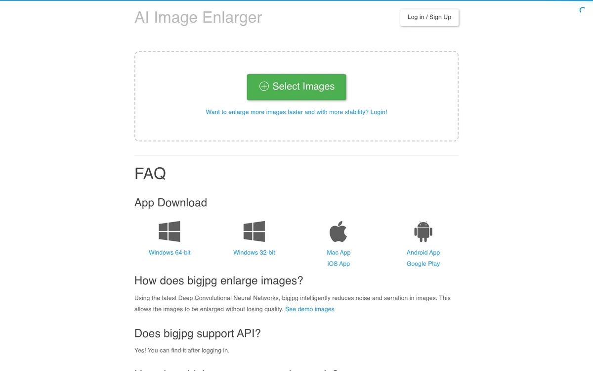 Bigjpg screenshot