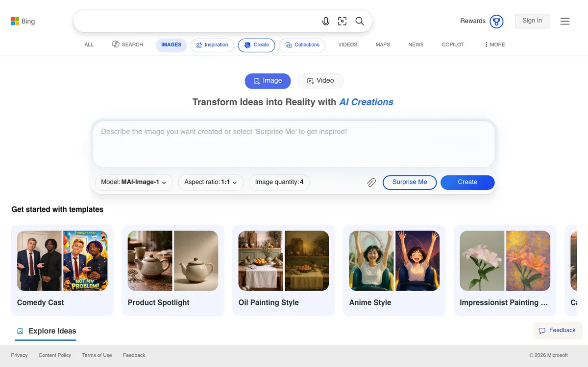 Bing Image Creator screenshot