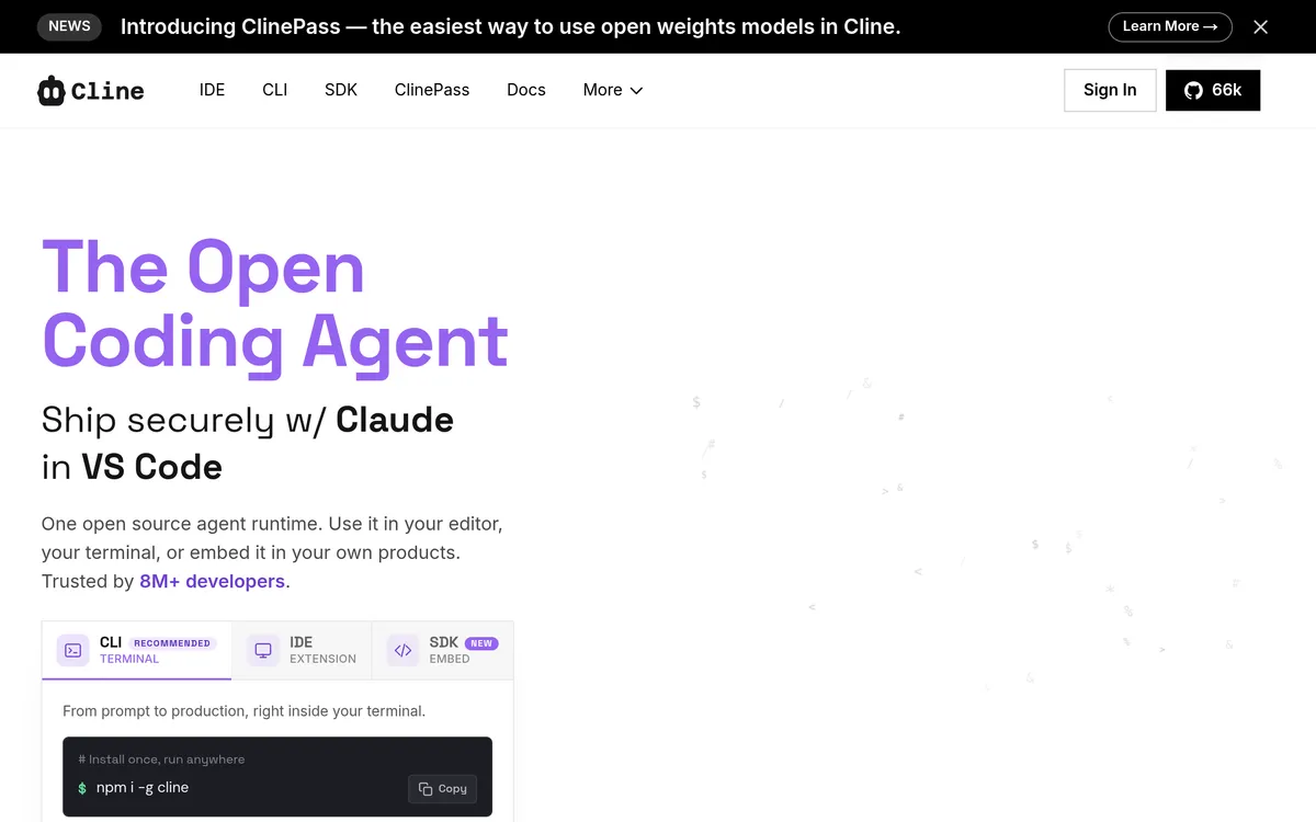Cline screenshot