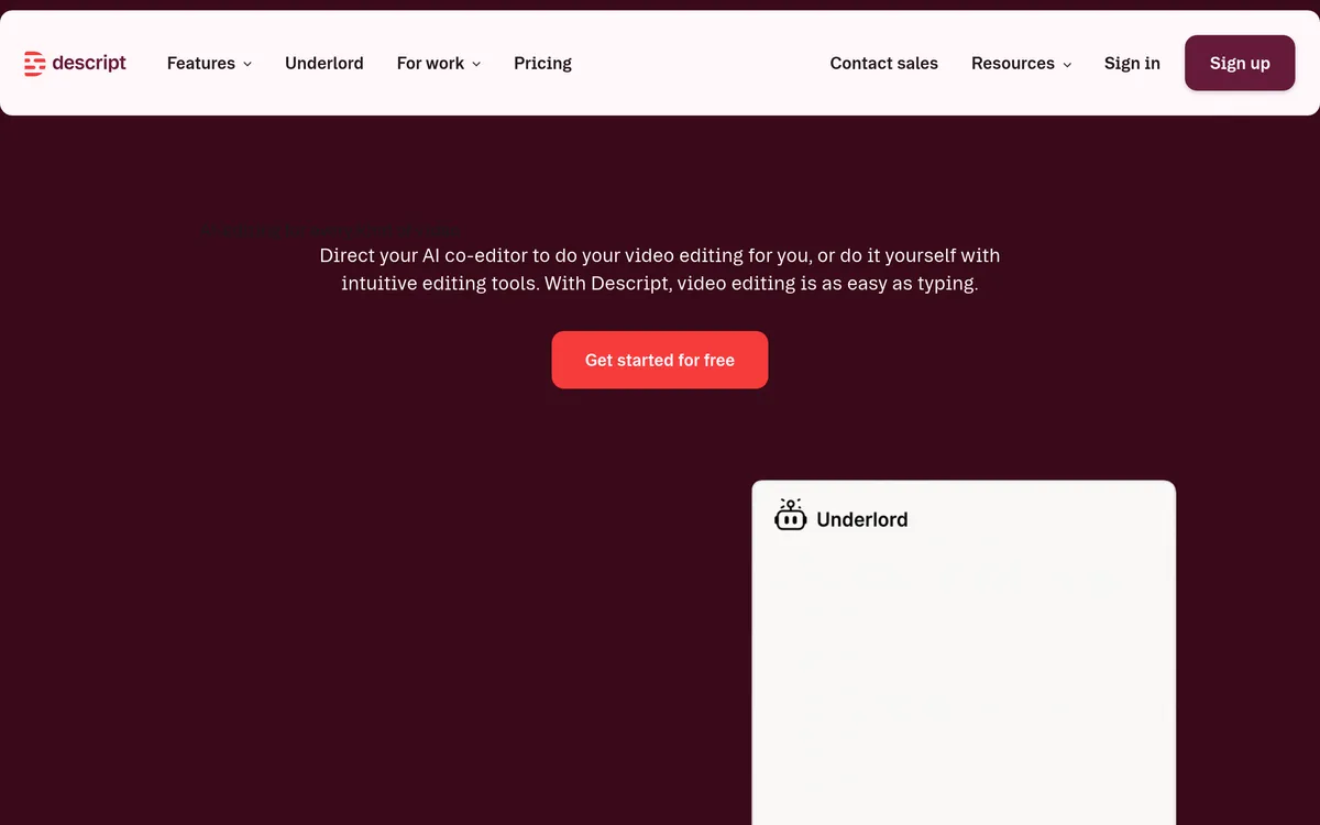 Descript screenshot