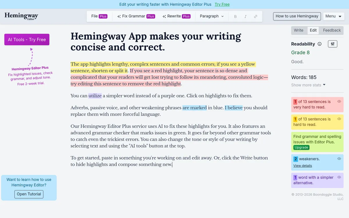 Hemingway screenshot