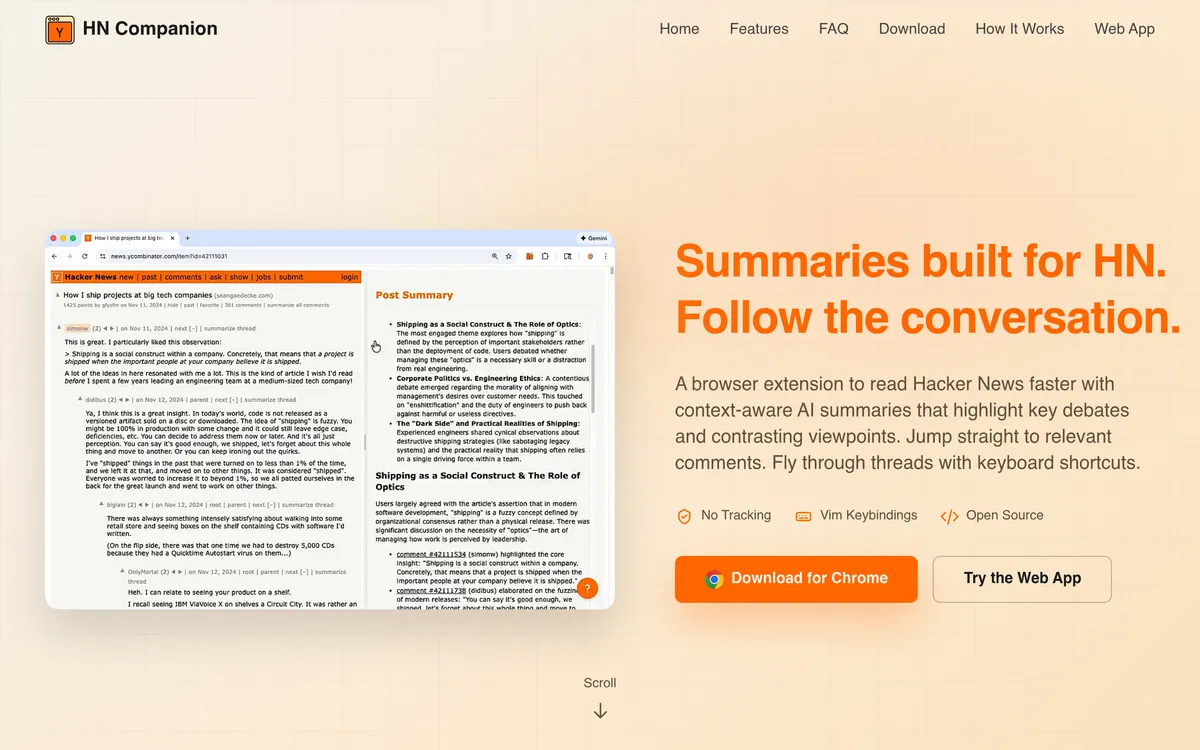 HN Companion screenshot