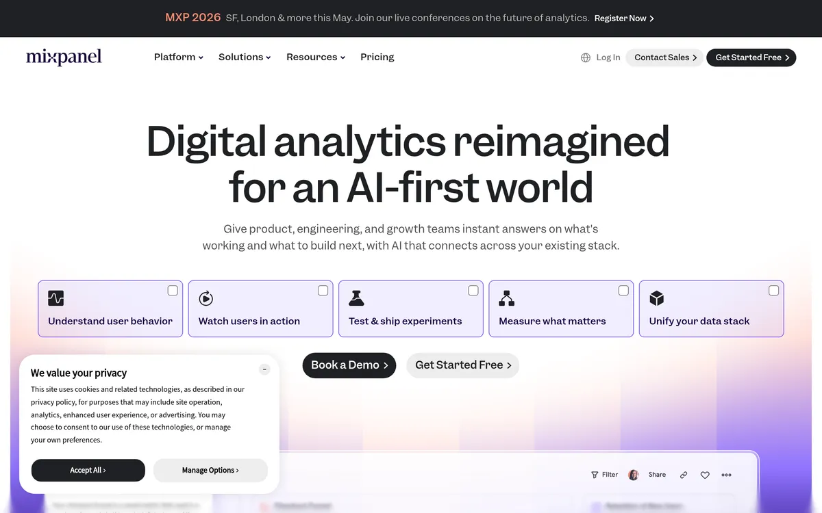 Mixpanel screenshot