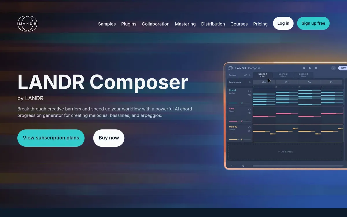 LANDR Composer screenshot
