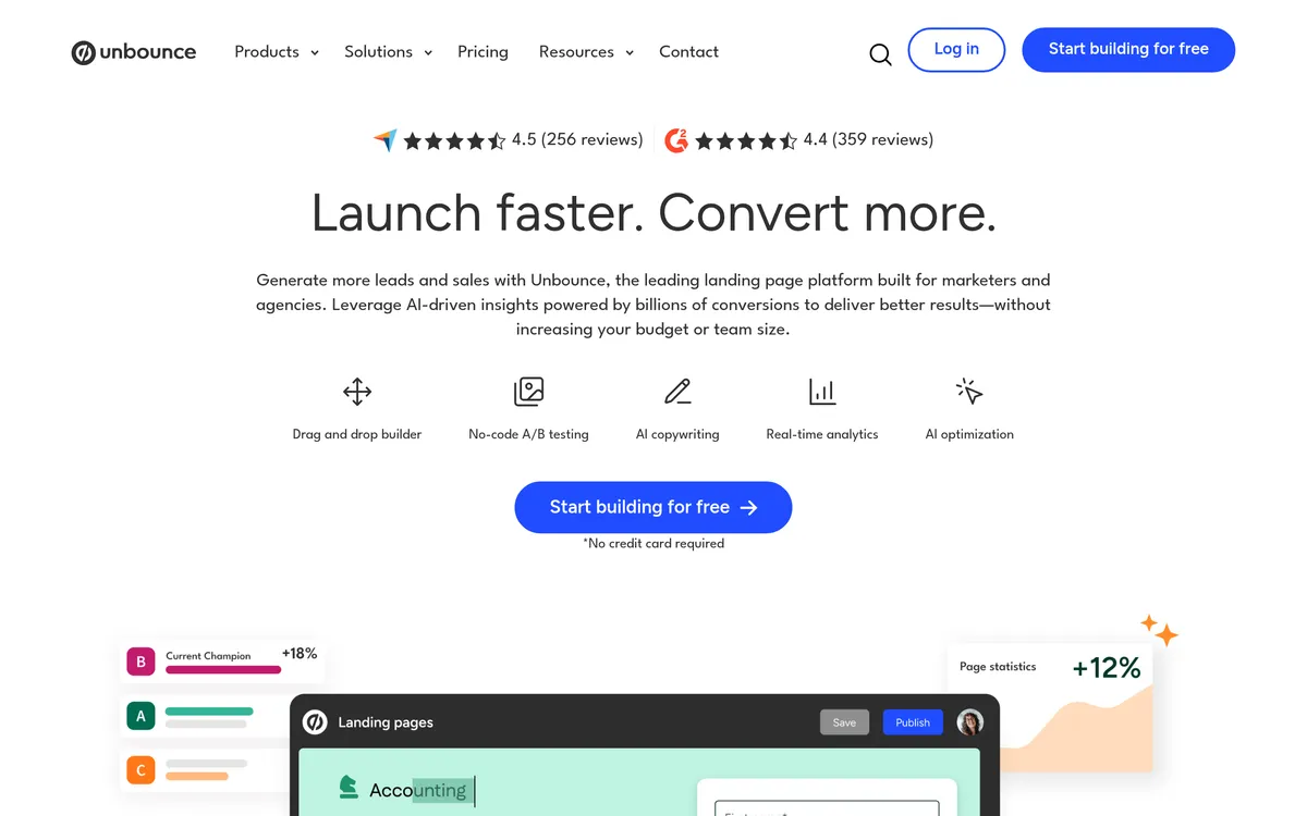 Unbounce screenshot