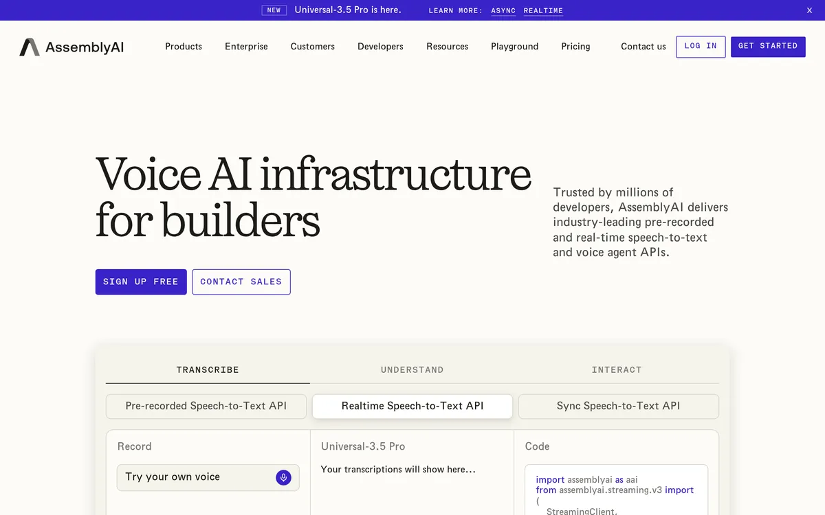 AssemblyAI screenshot
