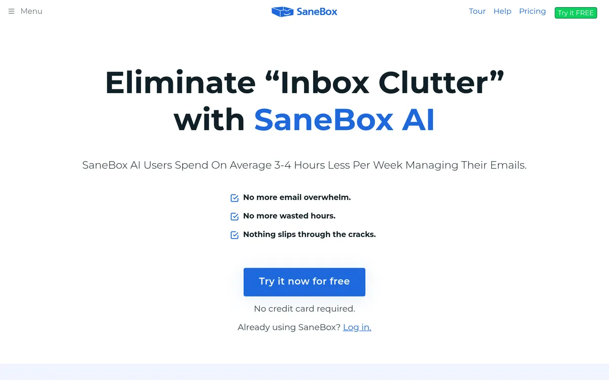 SaneBox screenshot