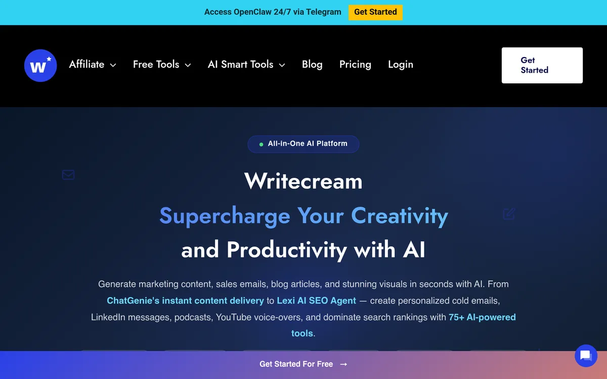 Writecream screenshot